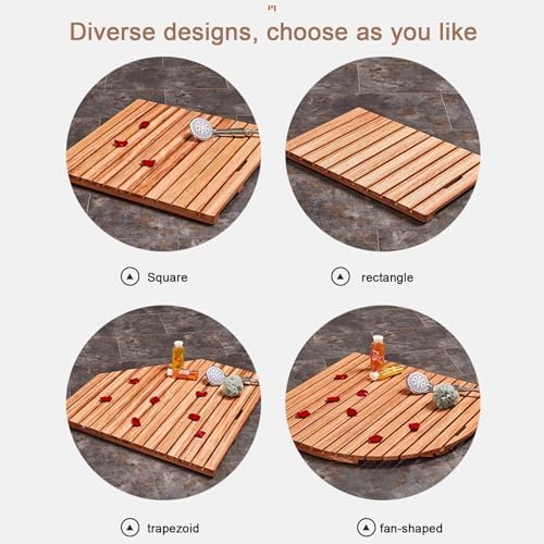 Non-Slip Wood Bath Mat,Non Slip Bamboo Bath Mat Wooden Mat for Bathroom and Kitchen Water Resistant Shower Mat Rectangular Design (30x85cm/12x...
