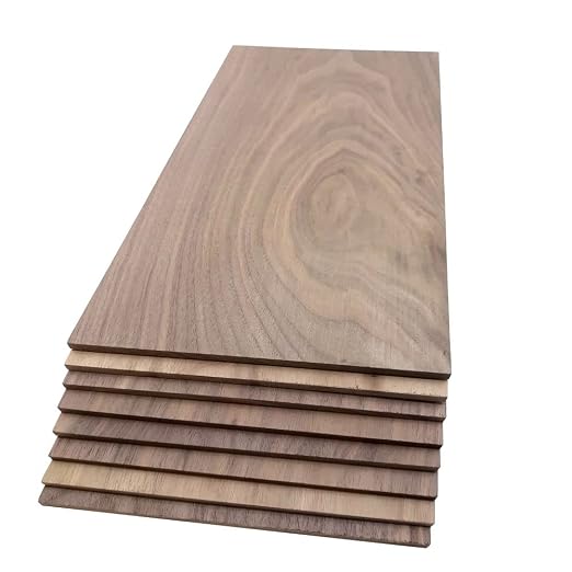 Walnut Hardwood Planks - Walnut Wood for Unfinished Wood Crafts - 1/4’’ (6mm) 100% Pure Hardwood - Laser Engraving Blanks - Solid Hardwood Planks for Crafts (1/4″ x 6 1/2″ x 15″, 8)