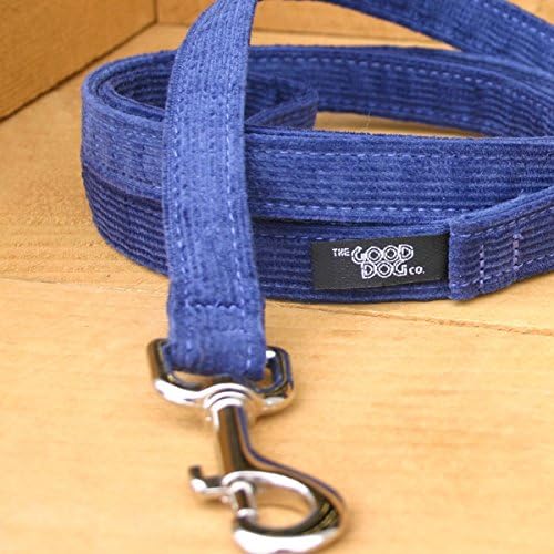 The Good Dog Company Hemp Corduroy Leash - 6 ft (1/2 Inch Width, Blue)