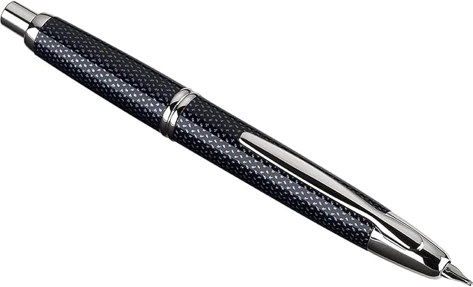 PILOT Vanishing Point Collection Refillable & Retractable Fountain Pen, Blue Carbonesque Barrel with Rhodium Accents, Blue Ink, Broad Nib (60349)