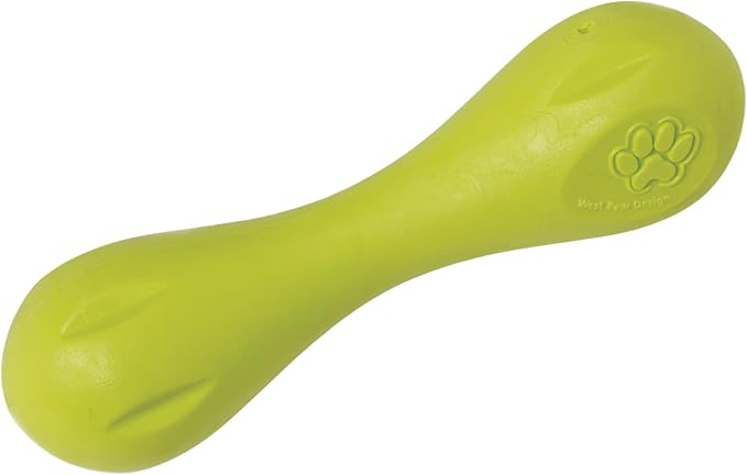 West Paw Zogoflex Hurley Dog Bone Chew Toy – Floatable Pet Toys for Aggressive Chewers, Catch, Fetch – Bright-Colored Bones for Dogs – Recyclable, Dishwasher-Safe, Non-Toxic, X-Small, Granny Smith