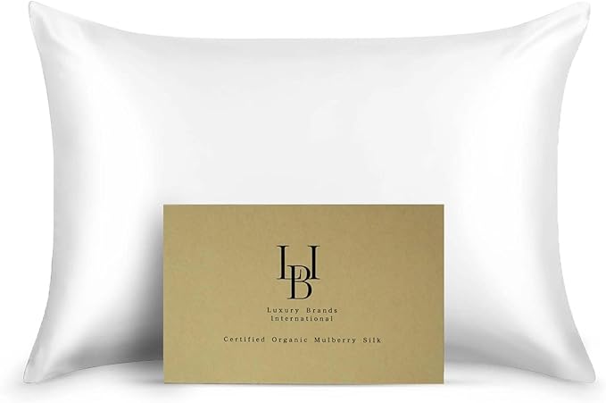 Pure Organic Silk Pillowcase Certified Organic 100% Pure Mulberry Silk Pillowcase 25 Momme Pillowcase (Ivory, Queen, Pack of 1)