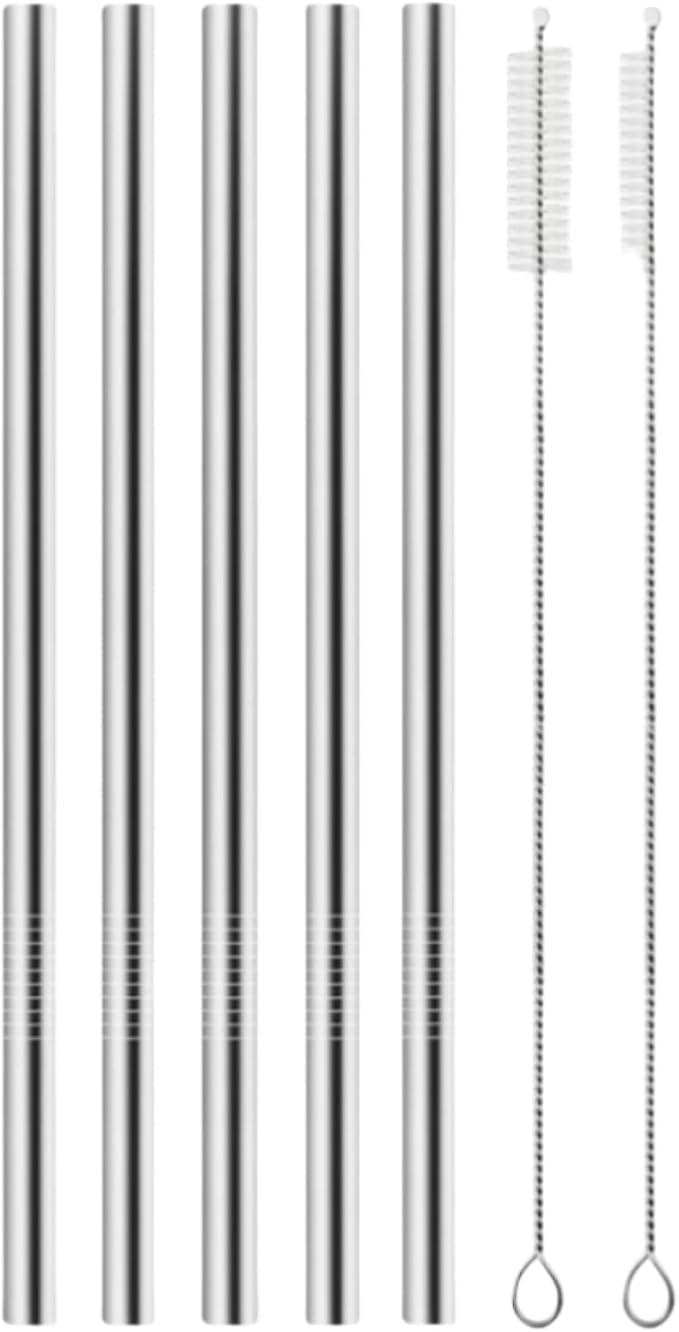 5Pack Straw Replacement Compatible With Owala Water Bottle, With 2 Straw Cleaner, Reusable Drinking Straws (24oz)