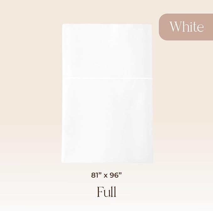 Certified Organic Full Flat Sheet Only - 100% Organic Cotton Top Sheet with Luxurious Soft and Breathable 500 Thread Count Sateen Weave Finish - GOTS & Fairtrade Certified (White, Full)
