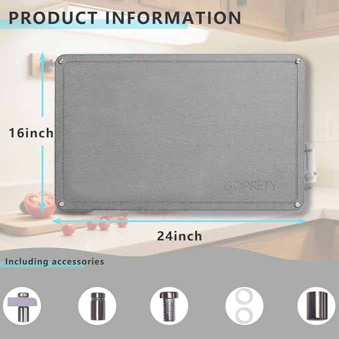 GOPRETY Quick Dry Stone Drying Mat for Kitchen Counter - 24"× 16" Extra Large Absorbent Diatomaceous Earth Dish Rack Mat, Non-Slip Stone Drying Mat for Kitchen Dishes