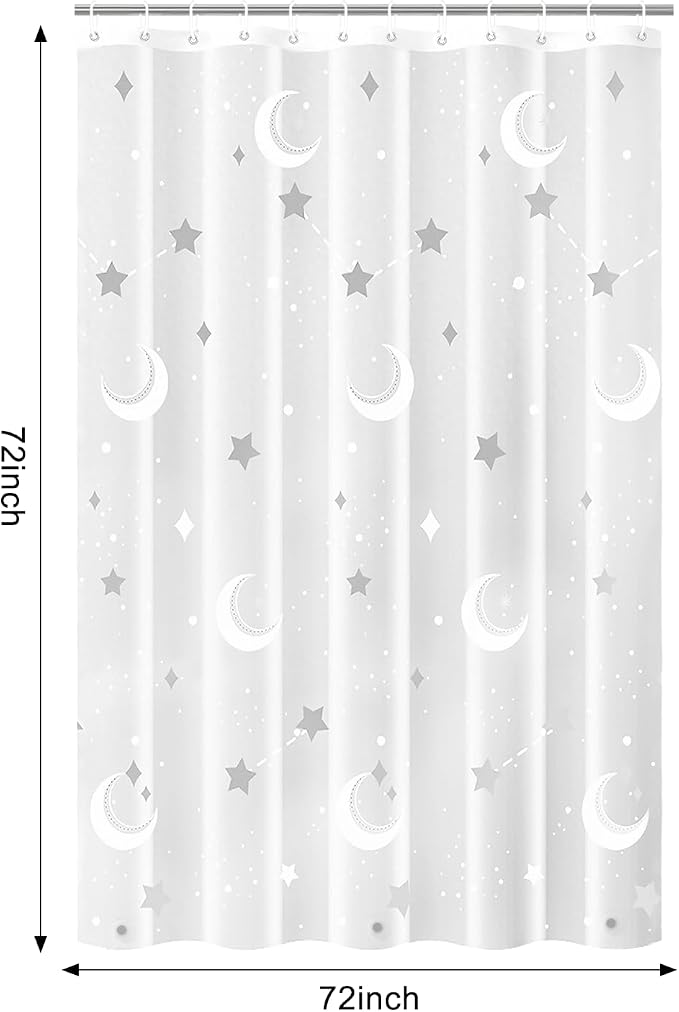PEVA Shower Curtain, Water Repellent Premium Bathroom Shower Curtain with 3 Magnetic Weights for Shower Stall, Bathtubs