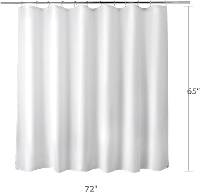 Titanker Fabric Shower Curtain Liner Washable, 72 x 65 Inches, White Shower Liner Fabric with 2 Magnets, Bathroom Polyester Shower Liner Waterproof Soft Lightweight, White