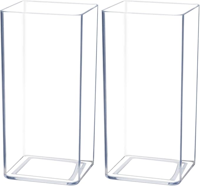 Royal Imports Flower Vase Acrylic Tall Rectangle - Decorative Centerpiece for Home or Wedding - Non Breakable Plastic, 5" X10 - Clear (Pack of 2)