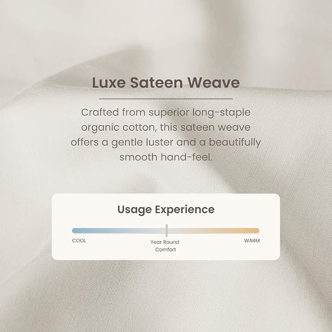 Bioweaves 100% Organic Cotton 1 Twin Fitted Sheet Only | 300 Thread Count Sateen Weave GOTS Certified with Deep Pocket - Cream