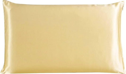 uxcell 1 Pack 100% Charmeuse Pure Silk Pillowcase for Hair and Skin, 350TC 19 Momme Soft Breathable Pillow Case with Hidden Zipper, Champagne Queen(20x30inch)