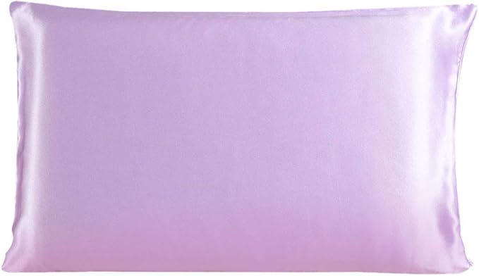 uxcell 1 Pack 100% Charmeuse Pure Silk Pillowcase for Hair and Skin, 350TC 19 Momme Soft Breathable Pillow Case with Hidden Zipper, Light Purple Silk Pillowcase Travel (14x20inch)