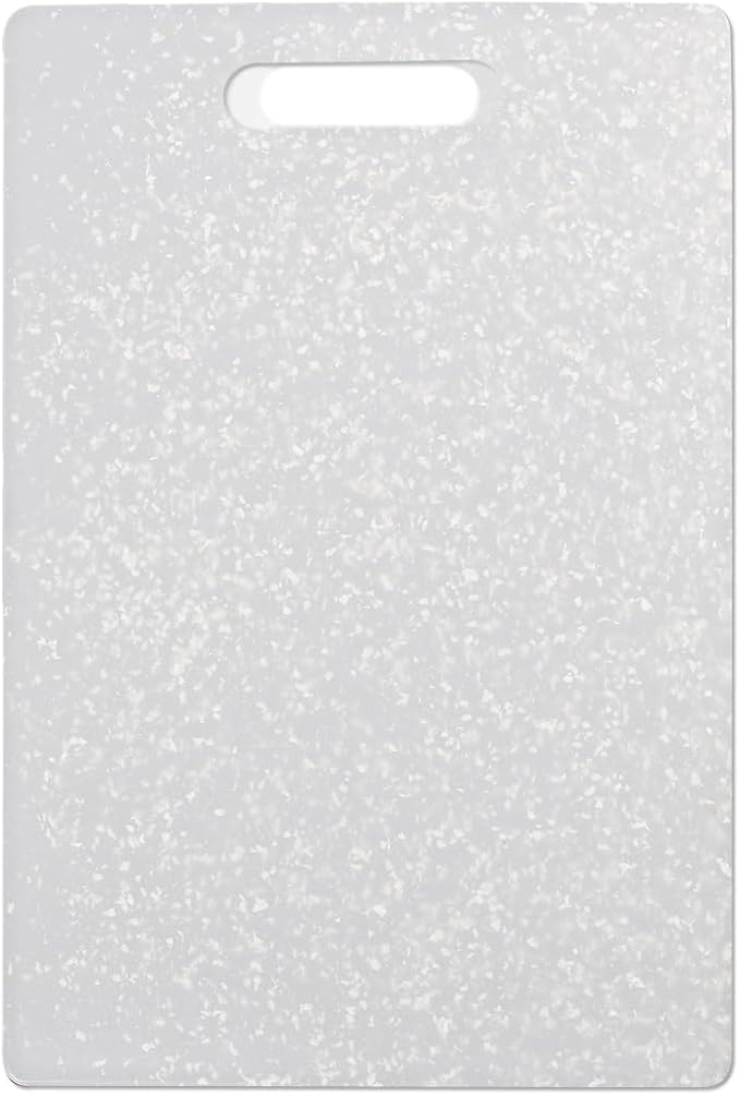 Dexas Classic Jelli Cutting Board with Handle, 9 by 15 inches, White Granite Pattern