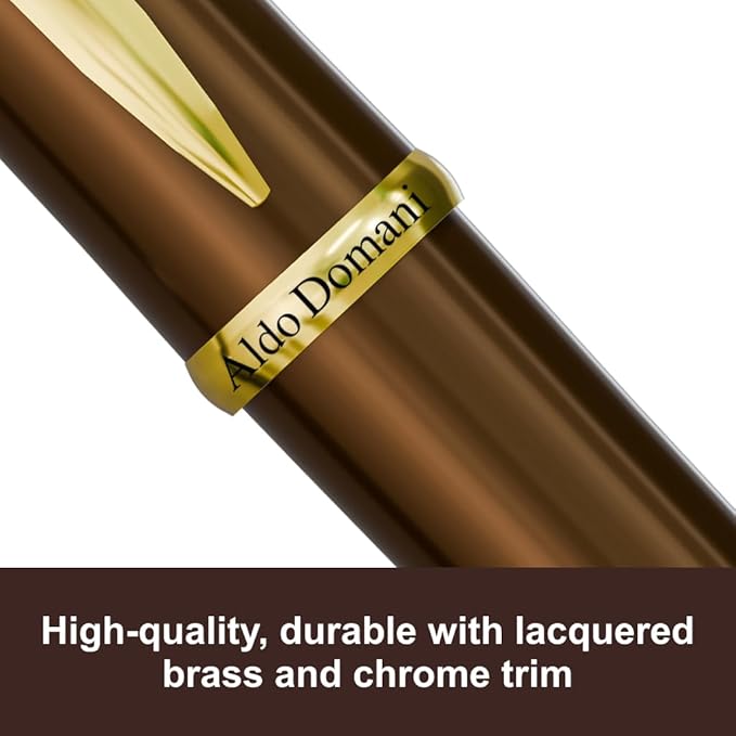 Monteverde USA Aldo Domani Fountain Pen Brown - Fine Nib - Luxury Writing Pen - JoWo Stainless Steel Nib - Smooth Ink Flow - Refillable - Gift Box Included