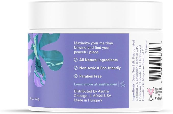 ASUTRA Dead Sea Bath Salts (Ultimate Relaxation), 16 oz - Soak in Rich & Vital Healing Minerals - Relax & Calm Your Mood with Lavender, Cedarwood, & Marjoram Essential Oils