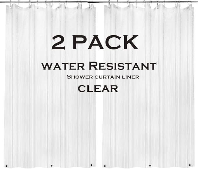 ZEMAHOME 2 Pack PEVA Plastic Shower Curtain Liner Premium Light Weight 72" x 72" Clear Bathroom Shower Showroom Curtain Liner with Rustproof Metal Gromments and Weighted Magnet