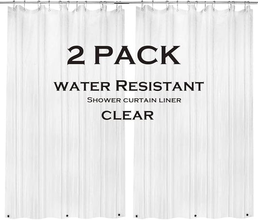ZEMAHOME 2 Pack PEVA Plastic Shower Curtain Liner Premium Light Weight 72" x 72" Clear Bathroom Shower Showroom Curtain Liner with Rustproof Metal Gromments and Weighted Magnet