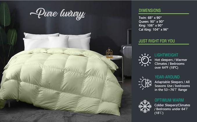 Eco Friendly Comforter California King Size Comforter, Soft Ivory Comforter, Down Alternative Comforter Cooling Bed Comforter, Fluffy Ivory Box Design California King - 96"x102"