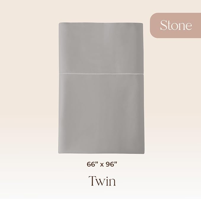 Certified Organic Twin Flat Sheet Only - 100% Organic Cotton Top Sheet with Luxurious Soft and Breathable 300 Thread Count Sateen Weave Finish - GOTS & Fairtrade Certified (Stone, Twin)