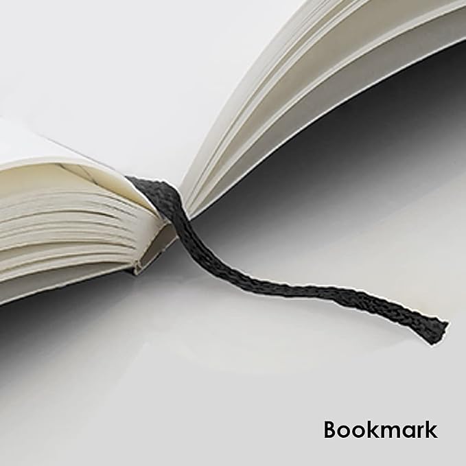 myPAPERCLIP Executive Series A5 Plain Notebook | 192 Pages, 80 GSM, Soft Cover, A5 (5.83 x 8.27 in) | Flat Lay | Bookmark, Elastic Closure & Back Pocket | Black