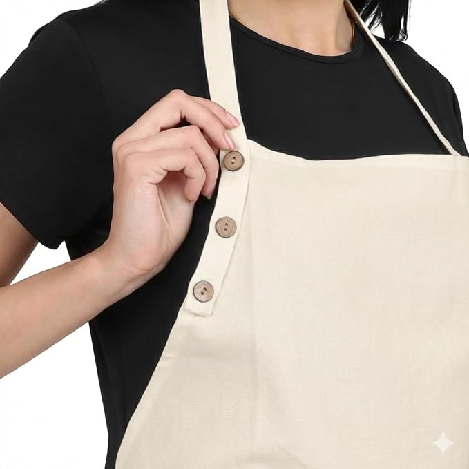 aprons for men women with pockets for cooking kitchen Cotton Apron Unisex Waterdrop Resistant with adjustable aprons 9 Color option 2 pack (OFF WHITE)