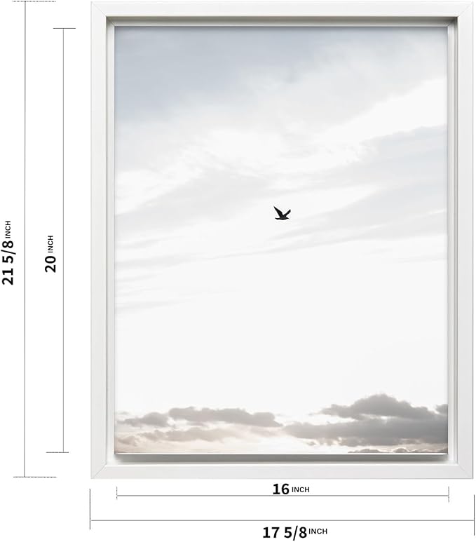 Monem Art Minimalist Bird in Sky Photography Print - Moody Nordic Landscape Art Poster - Wall Decor for Living Room, Bedroom or Office - 16x20 White Framed CANVAS Wall Art by Mareike Bohmer