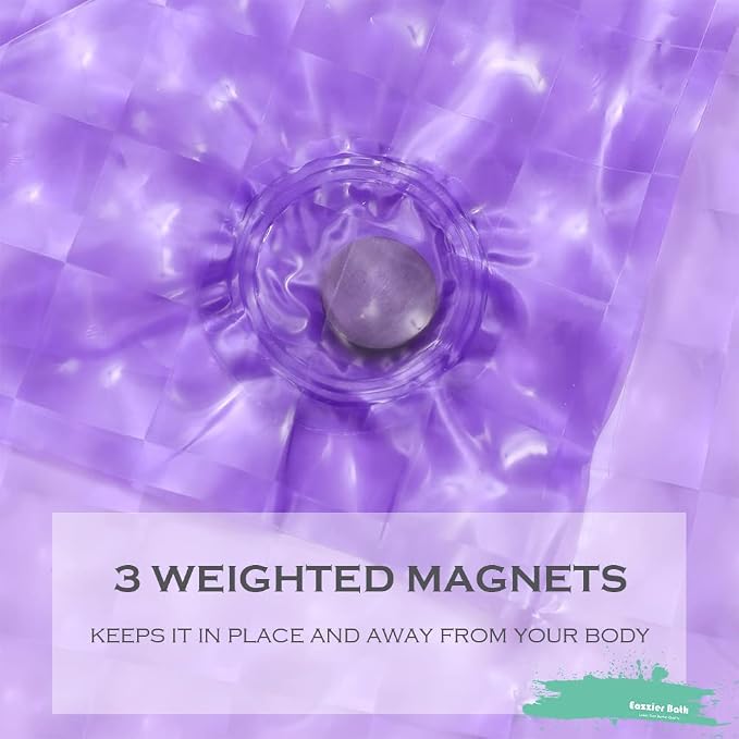 Purple 3D Crystal Plastic Shower Curtain Liner, 72x72 Inch Thin Lightweight Ice Cube Plastic Bathroom Shower Showroom Inner Curtain with Rustproof Metal Grommet Holes and Weighted Magnets
