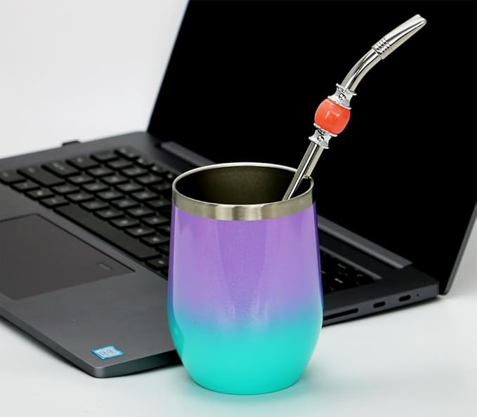 Premium Yerba Mate Straws - Reusable Stainless Steel Bombilla Straw with Colorful Beads - Set for Mate Gourd Drinking, Removable Head Filter (Pink)