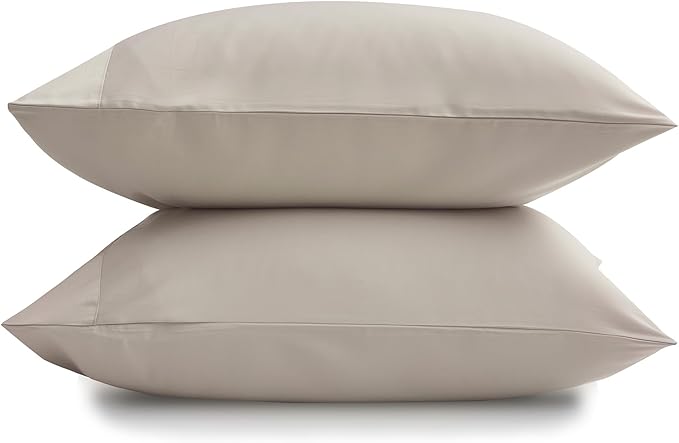 DOZ Pillowcase Set, 100% Viscose derived from Bamboo, Organically Grown, Buttery Soft, Silky, Breathable, Cooling, Oeko-TEX, High GSM, 2-Pack, Envelope Closure (King, Sand)