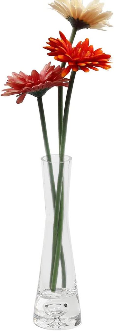Clear Glass Small Bud Vase 8 Inches 1 Pack Narrow Necked Single Stem Vase Minimalist Modern for Home Office Table Decoration