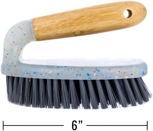 Beille 2pk Scrub Brush with Bamboo Handle and Heavy Duty Bristles Household Essentials
