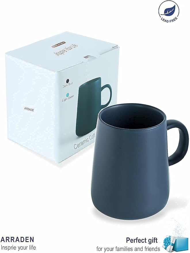 2 Pack Tea Mug with Infuser and Lid, 18oz Large Tea Cup, Matte Ceramic Coffee Mug for Dishwasher, Microwave and Oven Safe