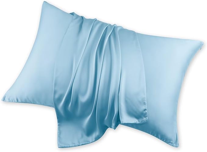 4 Pack Cooling Pillow Cases,Viscose Derived from Bamboo Pillow Protectors Standard Size Set of 4, 400 TC Soft Silky Breathable Summer Pillow Cover with Zipper Hidden (4PCS, Standard,Light Blue)