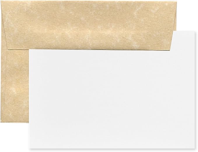 JAM PAPER Blank Greeting Cards Set with Envelopes - A2-4 3/8 x 5 3/4 - Parchment Recycled Brown - 25/Pack