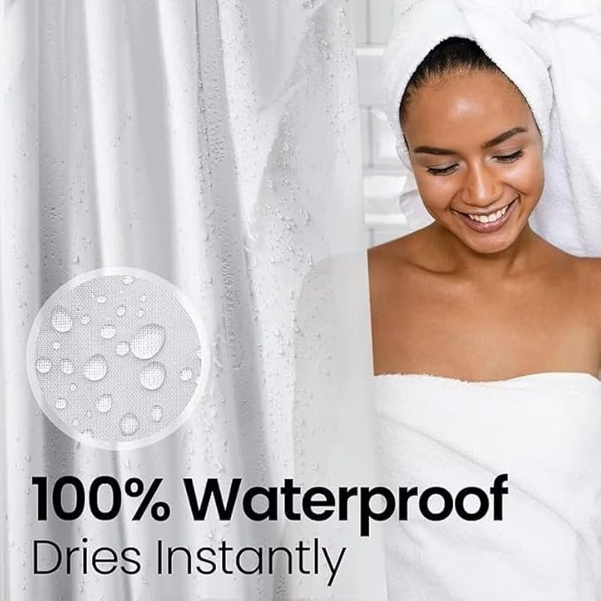 LiBa Bathroom Shower Curtain Waterproof Plastic Shower Curtain Premium PEVA Non-Toxic with Rust Proof Grommets Frosted 8G Bathroom Accessories 72x72