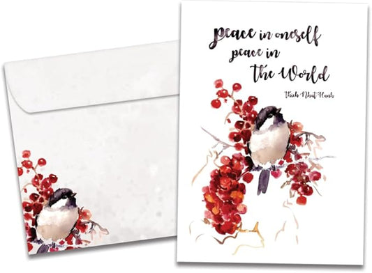 Tree-Free Greetings - Season's Greeting Cards - Artful Designs - 10 Cards + Matching Envelopes - Made in USA - 100% Recycled Paper - 5 x 7 - Peace in the World (HB54432)