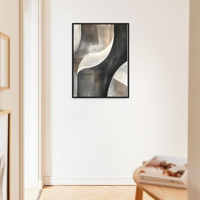 Moonow7 Flowing Harmony Abstract Artwork, Neutral-Toned Wall Art for Modern Bedroom or Office, Unframed Size A3 29.7 x 42 cm / 16.5X11.7