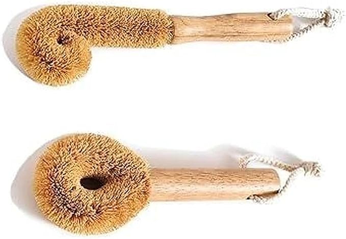 Cactus Bottle Brush Set, 2PCS-Eco-Friendly with Natural Wood Handle & Cactus Fiber Bristles for Deep Cleaning Bottles, Pans, and Kitchen Dishes