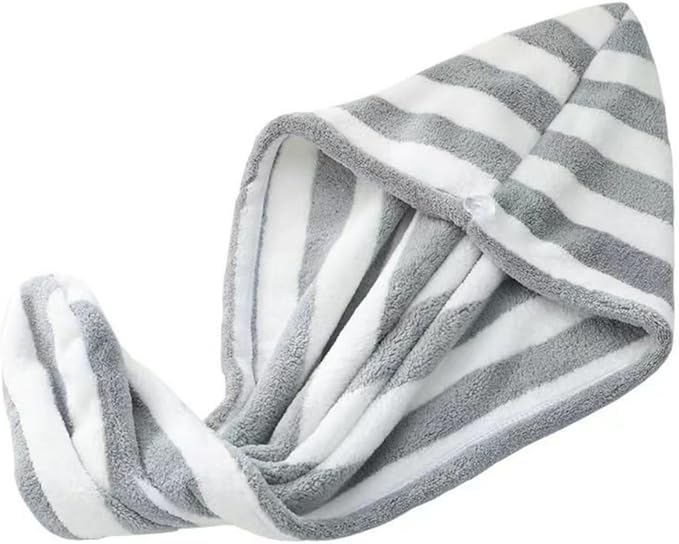 Microfiber Hair Towel Wrap, Quick Dry Hair Turbans with Button, Ultra Soft Thickening Coral Fleece Dry Hair Cap, Anti Frizz Hair Turban Towel for Curly Long Thick Hair