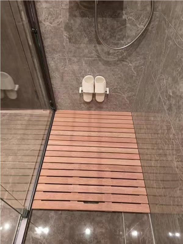 Square Teak Shower Mat 20 24 26 28 30 32 34 36in, Elevated Waterproof Non Slip Solid Wood Bath Mat for Bathtub/Inside Outside Showers/Spa, Customizable(36x48in(91x121.5cm))
