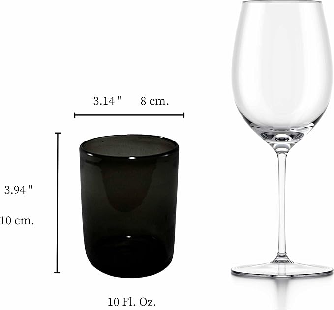 MAREY Hand Blown Drinking Glasses Artisan Crafted from Mexico Set of 6 pieces (Smoke) (Old Fashioned 10 Fl. Oz.)