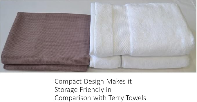 WAFFLE BATH TOWEL PACK OF 2, 30.5x58 INCHES, 100% ORGANIC COTTON, GOTS CERTIFIED (MAUVE) SUPER ABSORBANT & QUICK DRY, NO SOFTENERS, ENVIRONMENT FRIENDLY