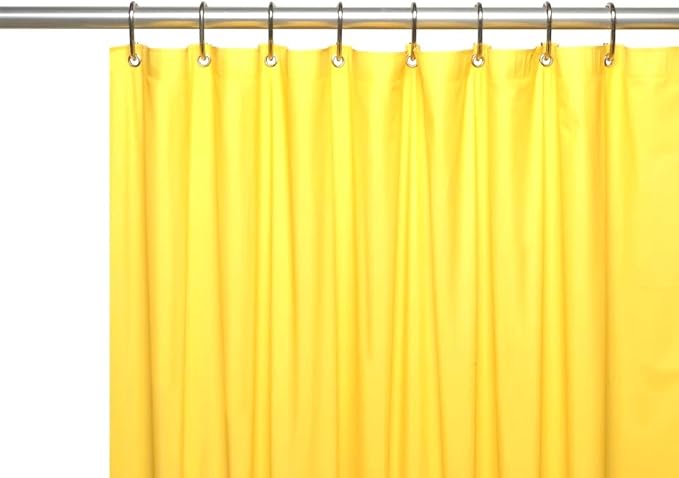 Dependable Industries inc. Essentials EVA Shower Curtain Liner - Water-Resistant, Rustproof Metal Grommets, 3 Magnets Bottom, Easy Clean, 72" x 72" Size (Yellow)