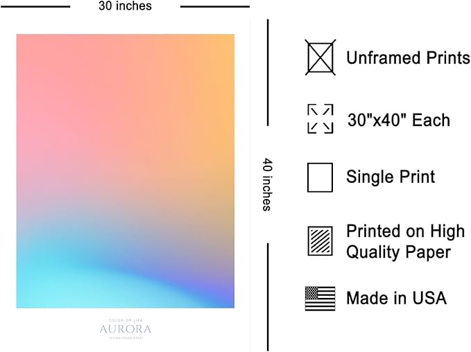 Monem Art Aurora Gradient Abstract Print - Minimalist Geometric Color Field Poster - Wall Decor for Living Room, Bedroom or Office - 30x40 Unframed Wall Art by Rs Lab Studio