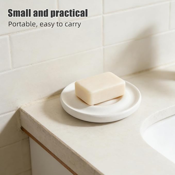 Kichvoe Diatomite Soap Dish Holder Fast Drying Stone Bath Soap Tray Quick Dry Saver with Nonslip Base Absorbent Diatomaceous Earth Tray for Bathroom and Kitchen Sponge Organizer