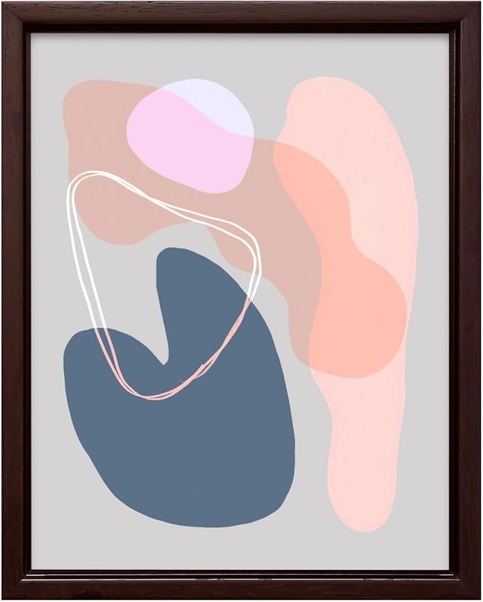 Monem Art Abstract Organic Shapes Print - Minimal Scandinavian Line Art Poster - Wall Decor for Living Room, Bedroom or Office - 18x24 Brown Framed CANVAS Wall Art by Mareike Bohmer