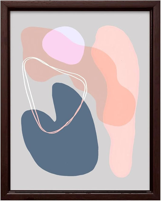 Monem Art Abstract Organic Shapes Print - Minimal Scandinavian Line Art Poster - Wall Decor for Living Room, Bedroom or Office - 18x24 Brown Framed CANVAS Wall Art by Mareike Bohmer
