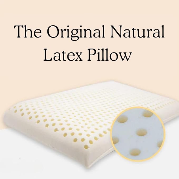 Talalay 100% Natural Premium Latex Pillow - Sleeping Bed Pillow – Luxury Medium Soft Pillow for Side, Back, and Stomach Sleepers -Talalay Latex Helps Relieve Pressure, No Memory Foam Chemicals