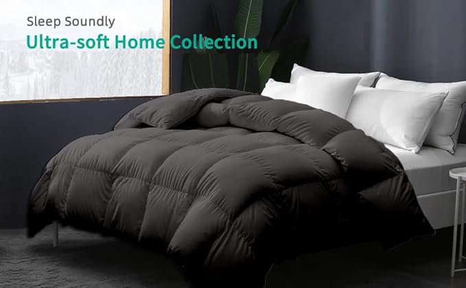 9.8 NEWTON Eco Friendly All Seasons Feather Down Alternative Comforter Full/Queen Size - Box Pleated Down Alternative Duvet Quilt Comforter Insert with Corner Tabs (90x90, Dark Gray)