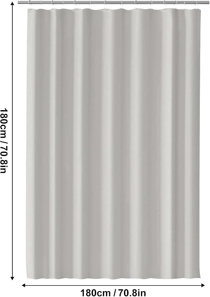 timecity Beige Shower Curtain Liner PEVA Bath Curtain with 3 Magnets Thickened Waterproof Quick Drying Shower Curtain Set with 12 White Plastic Hooks Shower Liner for Bathroom Shower,71x71inch