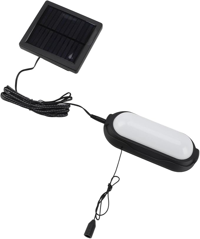 Tiiyee Solar Pendant Light, Solar Shed Light Outdoor Indoor Hanging Barn Lamp Wall Mounted Pull Cord Switch Waterproof Energy Saving for Camping Garden Patio Chicken Coop Gazebo Barn Daytime Available
